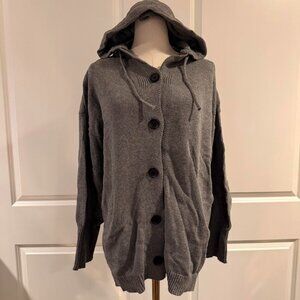 Soft Grey Hoodie Cardigan - Relaxed Fit